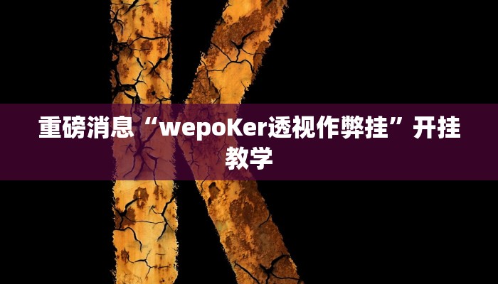 重磅消息“wepoKer透视作弊挂”开挂教学