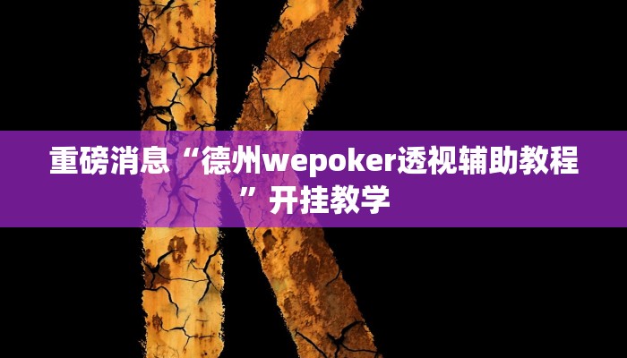 重磅消息“德州wepoker透视辅助教程”开挂教学