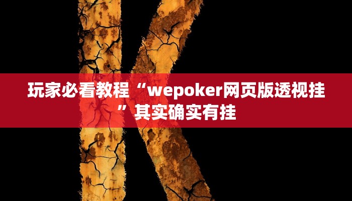 玩家必看教程“wepoker网页版透视挂”其实确实有挂
