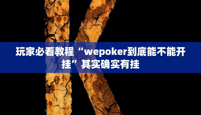 玩家必看教程“wepoker到底能不能开挂”其实确实有挂 玩家必看教程“wepoker到底能不能开挂”其实确实有挂