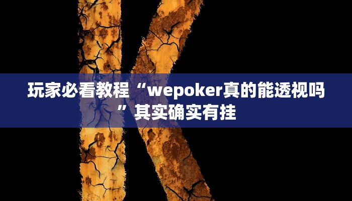 玩家必看教程“wepoker真的能透视吗”其实确实有挂