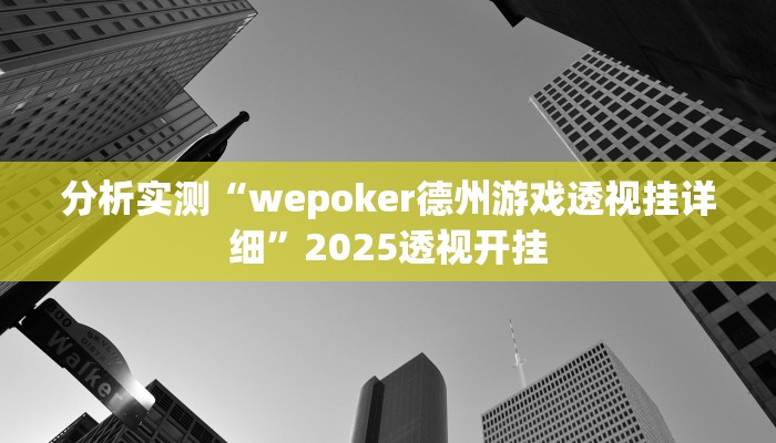 分析实测“wepoker德州游戏透视挂详细”2025透视开挂