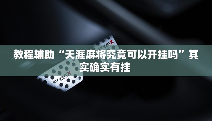 教程辅助“天涯麻将究竟可以开挂吗”其实确实有挂 
