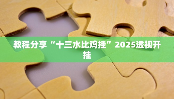 教程分享“十三水比鸡挂”2025透视开挂