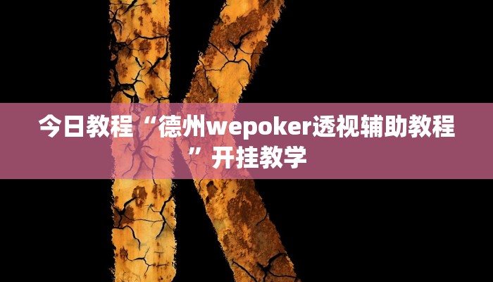 今日教程“德州wepoker透视辅助教程”开挂教学 今日教程“德州wepoker透视辅助教程”开挂教学