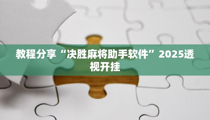 教程分享“决胜麻将助手软件”2025透视开挂