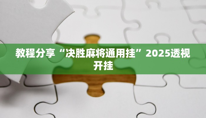 教程分享“决胜麻将通用挂”2025透视开挂